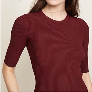 Theory Ribbed Burgundy Top
